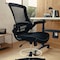 Flash Furniture Kelista Mid-Back Black Mesh Ergonomic Drafting Chair with LeatherSoft Seat, Adjustable Foot Ring and Flip-Up Arms BL-X-5M-D-BK-LEA-GG - alternate 7